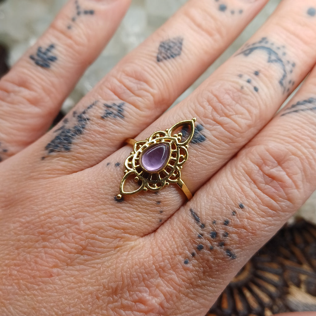 Amethyst Boho Ring
