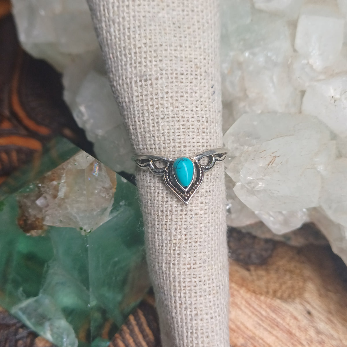 Turquoise Silver Boho Ring