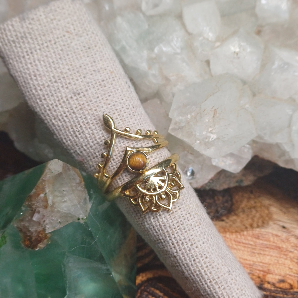 Tigers Eye Brass Rings