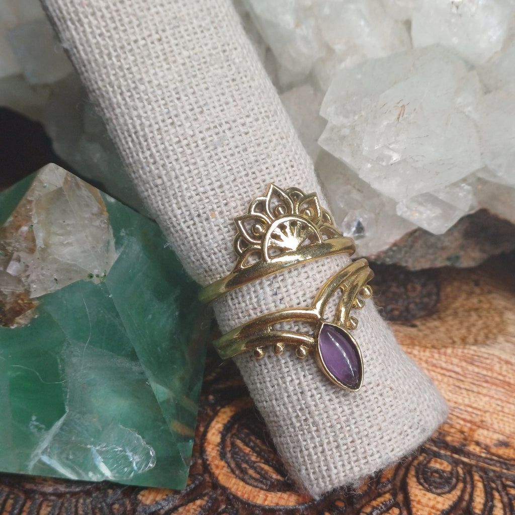 Amethyst Brass Rings