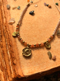 Crescent moon sunstone necklace